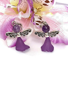 Purple Amethyst Awareness Dangle Angel Charm- Alzheimer's Dementia Lupus Epilepsy Pancreatic Cancer Fibromyalgia Hodgkin's Lymphoma Jewelry