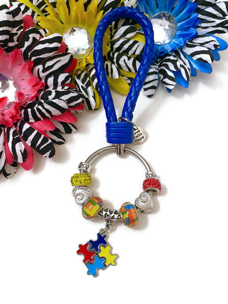 Autism Awareness Fashion Key Chain - Autism Awareness Spectrum Disorders Autistic Support Hope Cure Asperger's Puzzle Jewelry Gifts