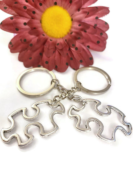 Autism Puzzle Charm Keychain- Autism Awareness Asperger's Syndrome Spectrum Disorder Large Puzzle Design