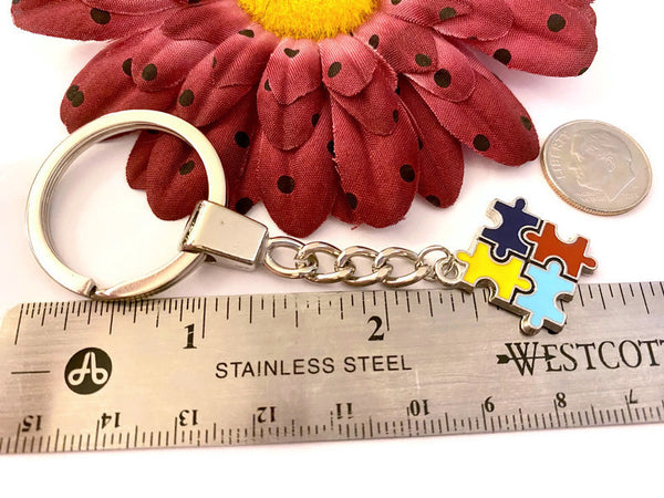 Autism Classic Puzzle Piece Charm Bracelet-Autism Awareness Asperger's Syndrome Spectrum Disorder Puzzle Piece Design Charm Support Keychain