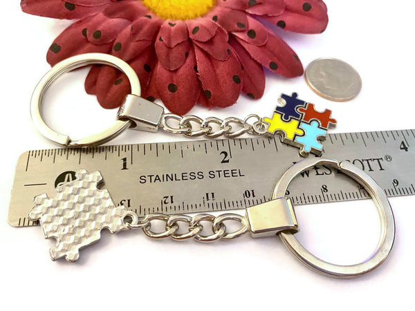 Autism Classic Puzzle Piece Charm Bracelet-Autism Awareness Asperger's Syndrome Spectrum Disorder Puzzle Piece Design Charm Support Keychain