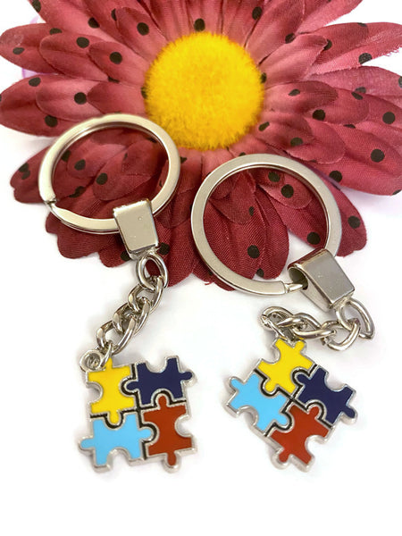 Autism Classic Puzzle Piece Charm Bracelet-Autism Awareness Asperger's Syndrome Spectrum Disorder Puzzle Piece Design Charm Support Keychain