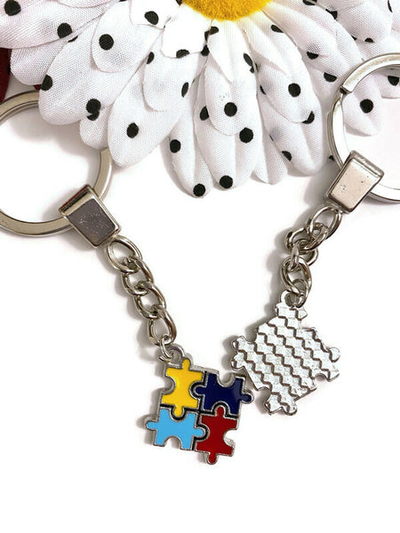 Autism Classic Puzzle Piece Charm Bracelet-Autism Awareness Asperger's Syndrome Spectrum Disorder Puzzle Piece Design Charm Support Keychain