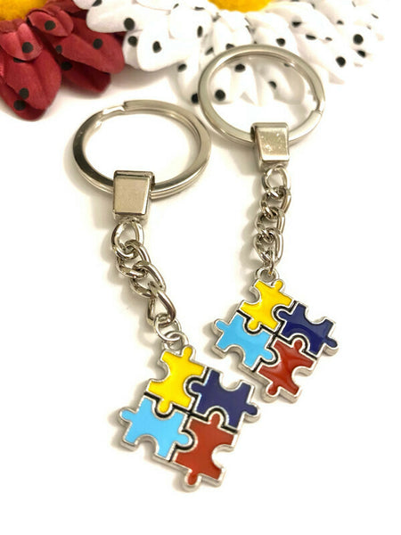 Autism Classic Puzzle Piece Charm Bracelet-Autism Awareness Asperger's Syndrome Spectrum Disorder Puzzle Piece Design Charm Support Keychain