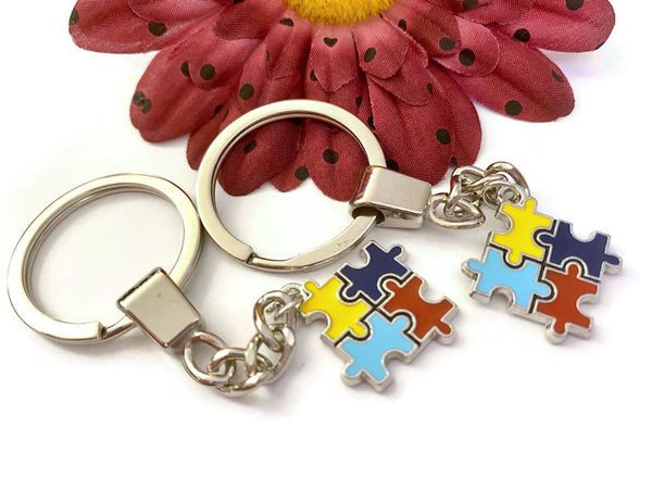 Autism Classic Puzzle Piece Charm Bracelet-Autism Awareness Asperger's Syndrome Spectrum Disorder Puzzle Piece Design Charm Support Keychain