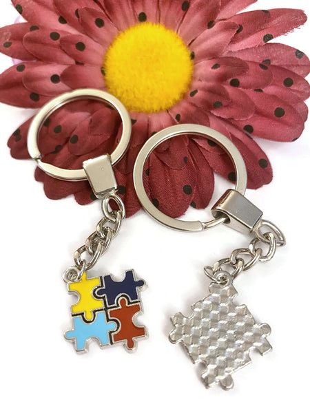 Autism Classic Puzzle Piece Charm Bracelet-Autism Awareness Asperger's Syndrome Spectrum Disorder Puzzle Piece Design Charm Support Keychain