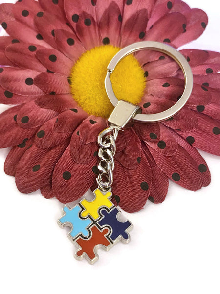 Autism Classic Puzzle Piece Charm Bracelet-Autism Awareness Asperger's Syndrome Spectrum Disorder Puzzle Piece Design Charm Support Keychain