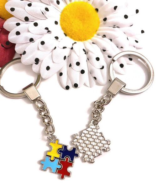 Autism Classic Puzzle Piece Charm Bracelet-Autism Awareness Asperger's Syndrome Spectrum Disorder Puzzle Piece Design Charm Support Keychain