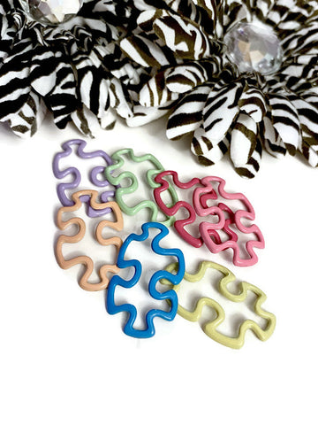 7 Pc Autism Asperger's Puzzle Piece Charm Set - Autism Asperger's Awareness Support Hope Faith Cure Spectrum Disorder Charms DIY Jewelry