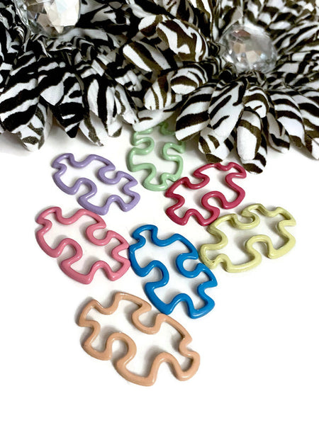 7 Pc Autism Asperger's Puzzle Piece Charm Set - Autism Asperger's Awareness Support Hope Faith Cure Spectrum Disorder Charms DIY Jewelry