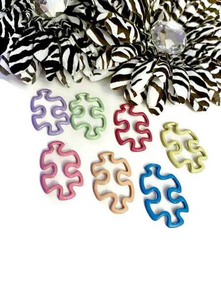 7 Pc Autism Asperger's Puzzle Piece Charm Set - Autism Asperger's Awareness Support Hope Faith Cure Spectrum Disorder Charms DIY Jewelry