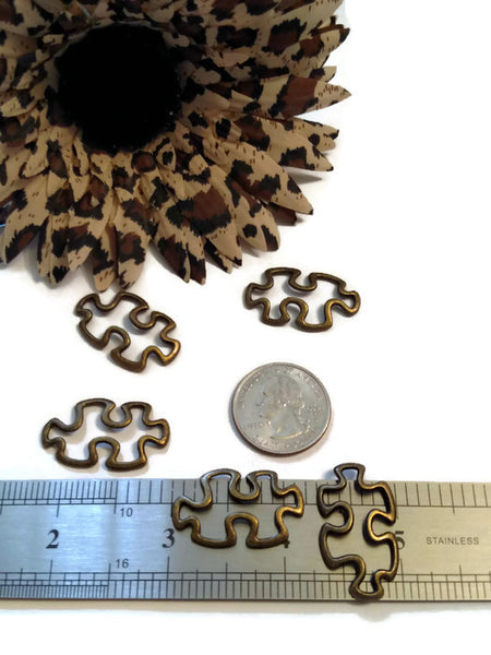 10 Pc Bronze Autism Awareness Puzzle Connector Charms - Puzzle Inspirational Autistic Spectrum Disorders Asperger's Awareness Cure Support