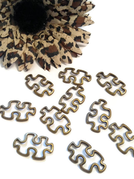 10 Pc Bronze Autism Awareness Puzzle Connector Charms - Puzzle Inspirational Autistic Spectrum Disorders Asperger's Awareness Cure Support