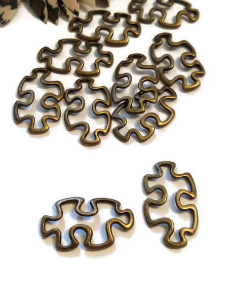 10 Pc Bronze Autism Awareness Puzzle Connector Charms - Puzzle Inspirational Autistic Spectrum Disorders Asperger's Awareness Cure Support