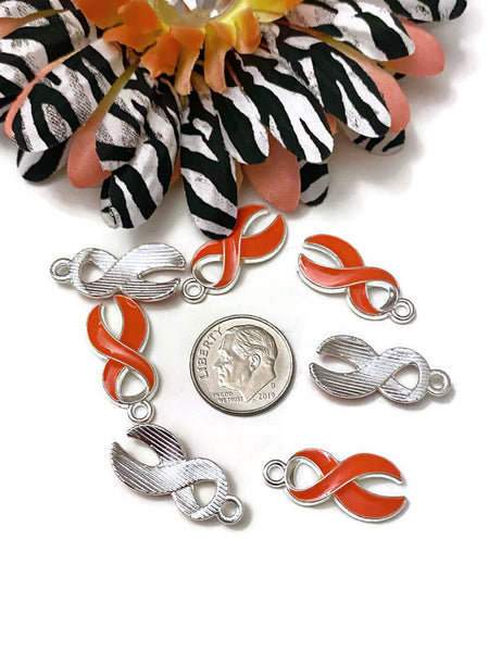 Orange Ribbon Enamel Awareness Charm - ADD ADHD Attention Deficit COPD Diversity Self- Harm Multiple Sclerosis Gun Violence Animal Cruelty