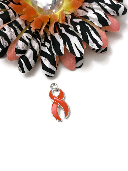 Orange Ribbon Enamel Awareness Charm - ADD ADHD Attention Deficit COPD Diversity Self- Harm Multiple Sclerosis Gun Violence Animal Cruelty