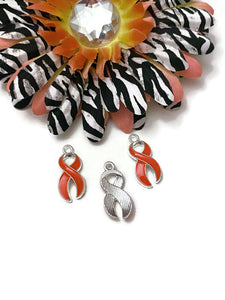 Orange Ribbon Enamel Awareness Charm - ADD ADHD Attention Deficit COPD Diversity Self- Harm Multiple Sclerosis Gun Violence Animal Cruelty