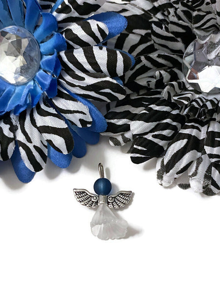 5 Pcs Blue & White Angel Awareness Pendant Charms - Prostate Cancer Men’s Awareness Pro Choice Thyroid Disease Spay Neuter Hope Religious