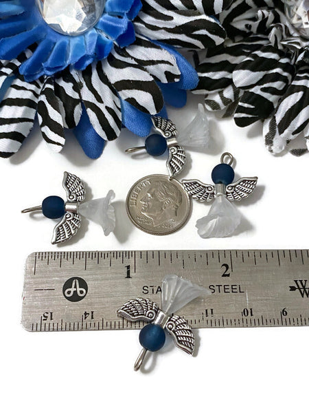 5 Pcs Blue & White Angel Awareness Pendant Charms - Prostate Cancer Men’s Awareness Pro Choice Thyroid Disease Spay Neuter Hope Religious