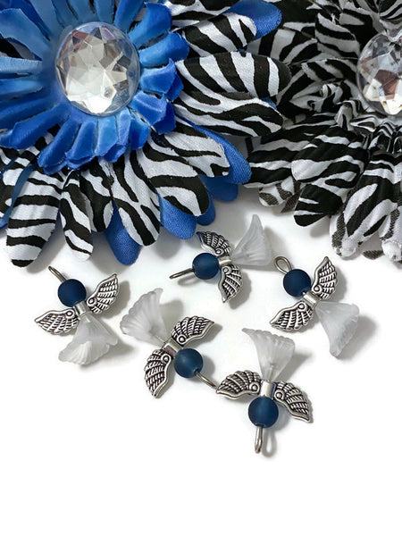 5 Pcs Blue & White Angel Awareness Pendant Charms - Prostate Cancer Men’s Awareness Pro Choice Thyroid Disease Spay Neuter Hope Religious