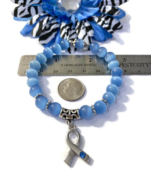 1 Pc Blue Cat's Eye Stone Awareness Bracelet - Prostate Cancer Men's Health Pro Choice Advocacy Spay Neuter Pets Thyroid Diseases Hope Cure