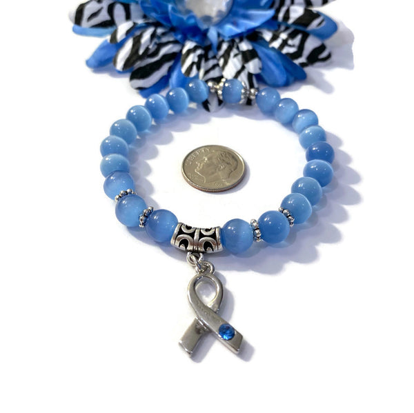 1 Pc Blue Cat's Eye Stone Awareness Bracelet - Prostate Cancer Men's Health Pro Choice Advocacy Spay Neuter Pets Thyroid Diseases Hope Cure