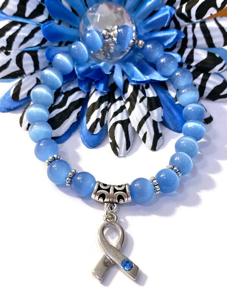 1 Pc Blue Cat's Eye Stone Awareness Bracelet - Prostate Cancer Men's Health Pro Choice Advocacy Spay Neuter Pets Thyroid Diseases Hope Cure