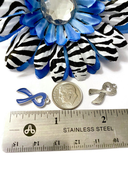 Blue Heart Awareness Ribbon Charm - Prostate Cancer Men's Health Pro Choice Advocacy Spay Neuter Pets Thyroid Diseases Hope Cure Alopecia