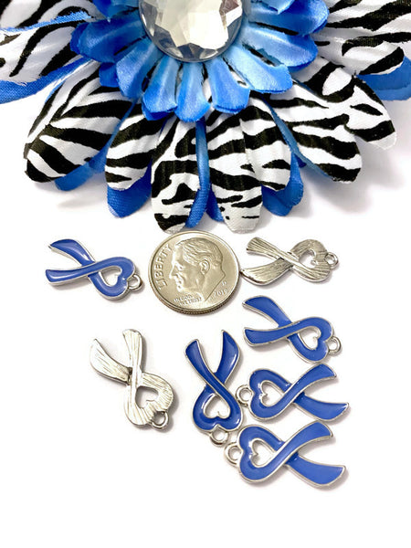 Blue Heart Awareness Ribbon Charm - Prostate Cancer Men's Health Pro Choice Advocacy Spay Neuter Pets Thyroid Diseases Hope Cure Alopecia