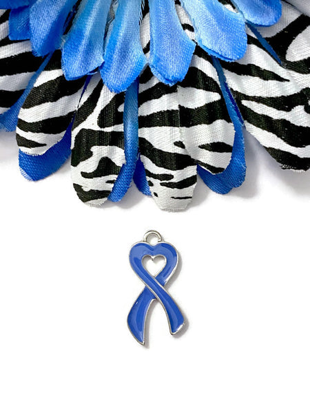 Blue Heart Awareness Ribbon Charm - Prostate Cancer Men's Health Pro Choice Advocacy Spay Neuter Pets Thyroid Diseases Hope Cure Alopecia