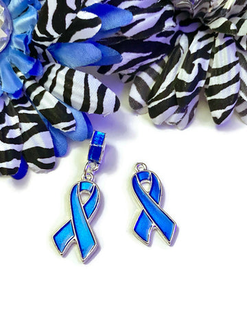 Blue Metallic Enamel Awareness Ribbon - Alopecia Colon Cancer Crohn's Disease Arthritis Colorectal Cancer Hope Survivor Support Men's Health