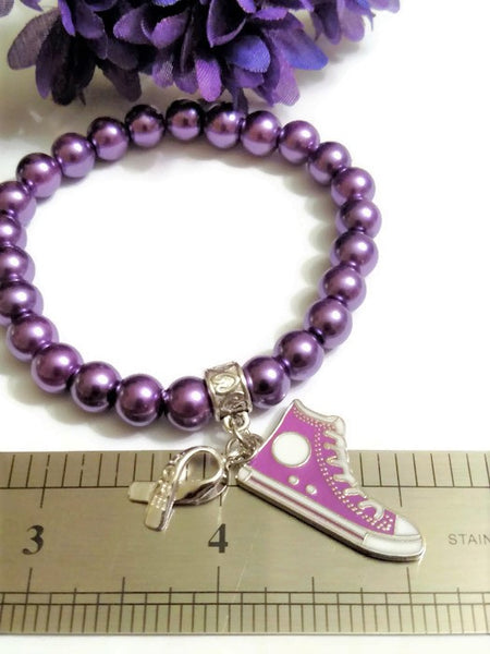 1 Pc Purple Beaded Bracelet Alzheimer's Dementia Epilepsy Lupus Pancreatic Cancer Awareness Walk Support Jewelry