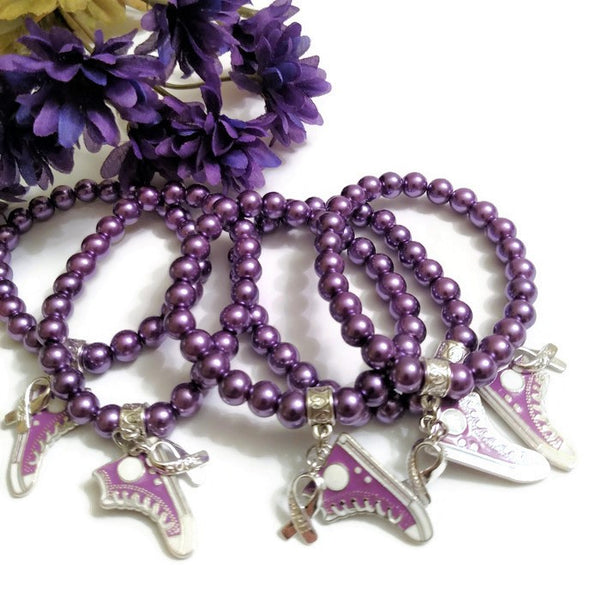 1 Pc Purple Beaded Bracelet Alzheimer's Dementia Epilepsy Lupus Pancreatic Cancer Awareness Walk Support Jewelry