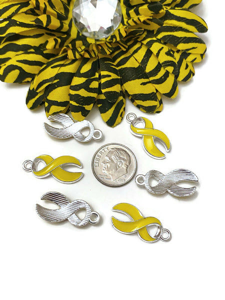 Bright Yellow Enamel Awareness Ribbon Charm - Childhood Cancer Support Our Troops Suicide Prevention Missing Children Service Animals Hope