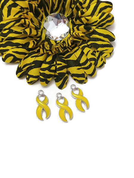 Bright Yellow Enamel Awareness Ribbon Charm - Childhood Cancer Support Our Troops Suicide Prevention Missing Children Service Animals Hope