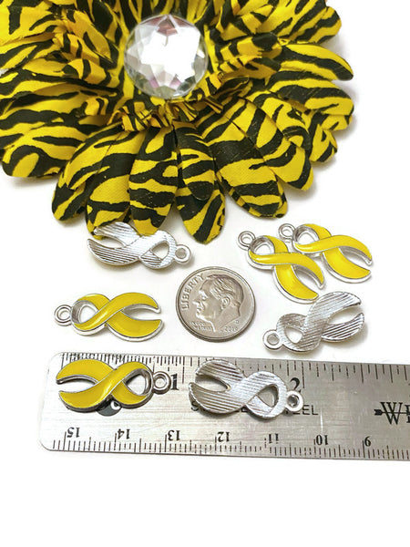 Bright Yellow Enamel Awareness Ribbon Charm - Childhood Cancer Support Our Troops Suicide Prevention Missing Children Service Animals Hope