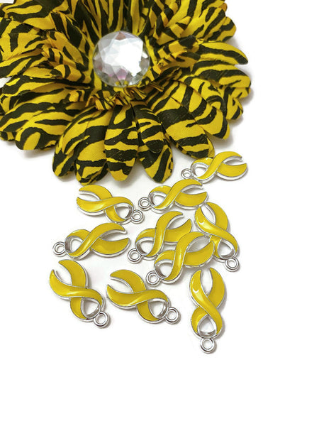 Bright Yellow Enamel Awareness Ribbon Charm - Childhood Cancer Support Our Troops Suicide Prevention Missing Children Service Animals Hope