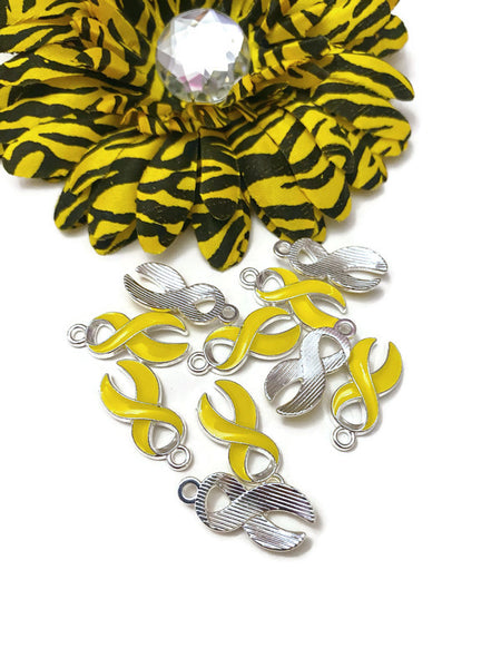 Bright Yellow Enamel Awareness Ribbon Charm - Childhood Cancer Support Our Troops Suicide Prevention Missing Children Service Animals Hope