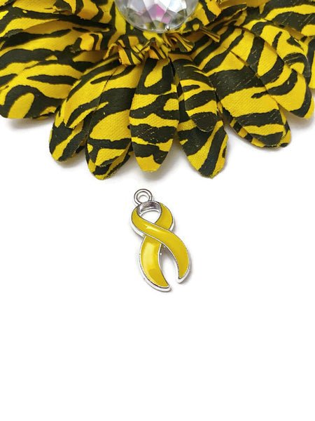 Bright Yellow Enamel Awareness Ribbon Charm - Childhood Cancer Support Our Troops Suicide Prevention Missing Children Service Animals Hope