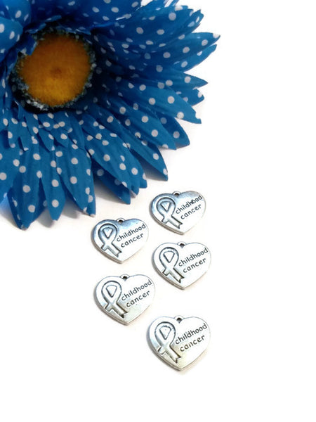 10 Pcs Childhood Cancer Awareness Pendant Charms - Cancer Support Hope Cure Jewelry Survivor Children Heart Pendant DIY Crafts Jewelry Charm