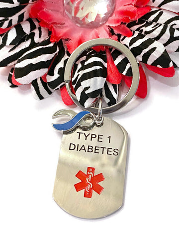 Type 1 Diabetes Keychain T1D Keychain T1D Awareness Type 1 Diabetes  Awareness Cure T1D Cure Type 1 Diabetes Keychain T1D 