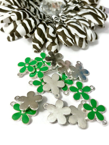 5 Pc Green Forget-Me-Not Style Enamel Flower Charm-Lyme Disease Liver Cancer Kidney Disease Cerebral Palsy Bipolar Depression Awareness Cure