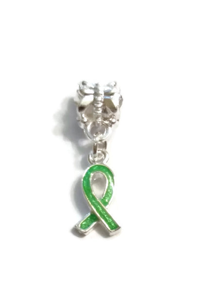 5 Pcs Light Green Awareness Small Dangle Ribbon - Mental Health Bipolar Lyme Kidney Disease Liver Cancer Cerebral Palsy Depression Hope Cure