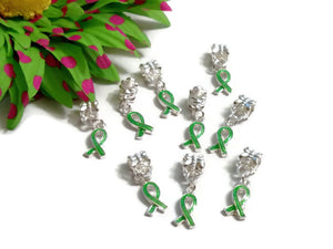 5 Pcs Light Green Awareness Small Dangle Ribbon - Mental Health Bipolar Lyme Kidney Disease Liver Cancer Cerebral Palsy Depression Hope Cure