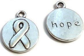 Awareness Ribbon Double-Sided Hope Pendant Charms - Cancer Jewelry Inspirational Hope Support Survivor Cure Faith Jewelry Pendant Charms