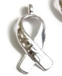 Small Bright Silver Tone Hope Awareness Ribbon Charm - Hope Cancer Cure Support Awareness Illness Recovery Survivor Fight Charms Jewelry