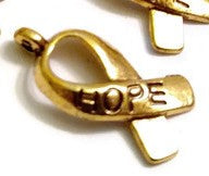 Gold Tone Small Hope Awareness Pendant Charms - Cancer Ribbon Hope Cure Support Survivor Fighter Illness Disease Awareness DIY Craft Jewelry