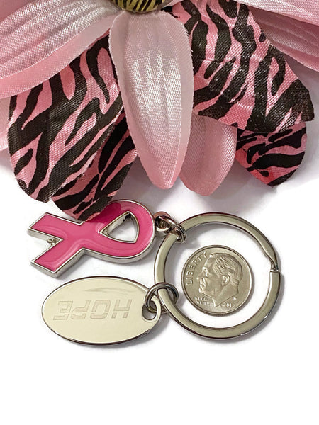 Large Hot Pink Hope Keychain - Breast Cancer Awareness Support Cleft Palate Inflammatory Breast Cancer Hope Cure Survivor Jewelry Keychains