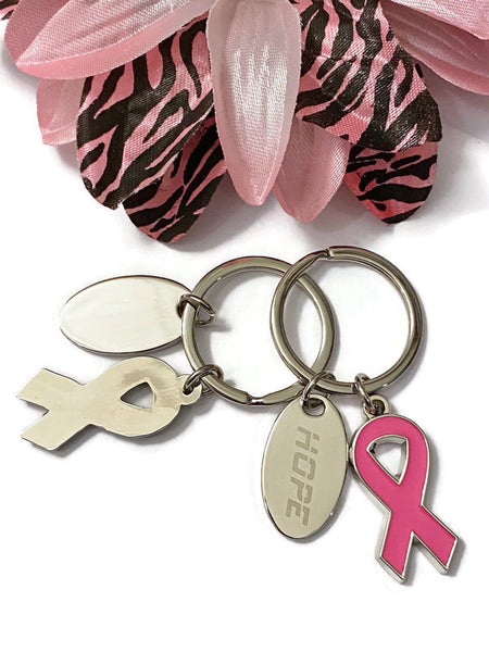 Large Hot Pink Hope Keychain - Breast Cancer Awareness Support Cleft Palate Inflammatory Breast Cancer Hope Cure Survivor Jewelry Keychains