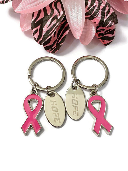 Large Hot Pink Hope Keychain - Breast Cancer Awareness Support Cleft Palate Inflammatory Breast Cancer Hope Cure Survivor Jewelry Keychains